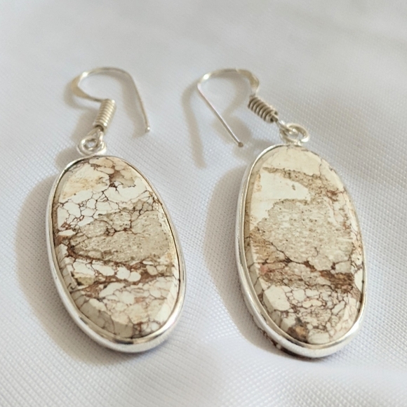 Wild Horse Gemstone 925 Sterling Silver Handmade Drop Dangle Earrings - Picture 3 of 4